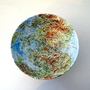 Reclaimed decoupage bowl dressed in a map of Scotland